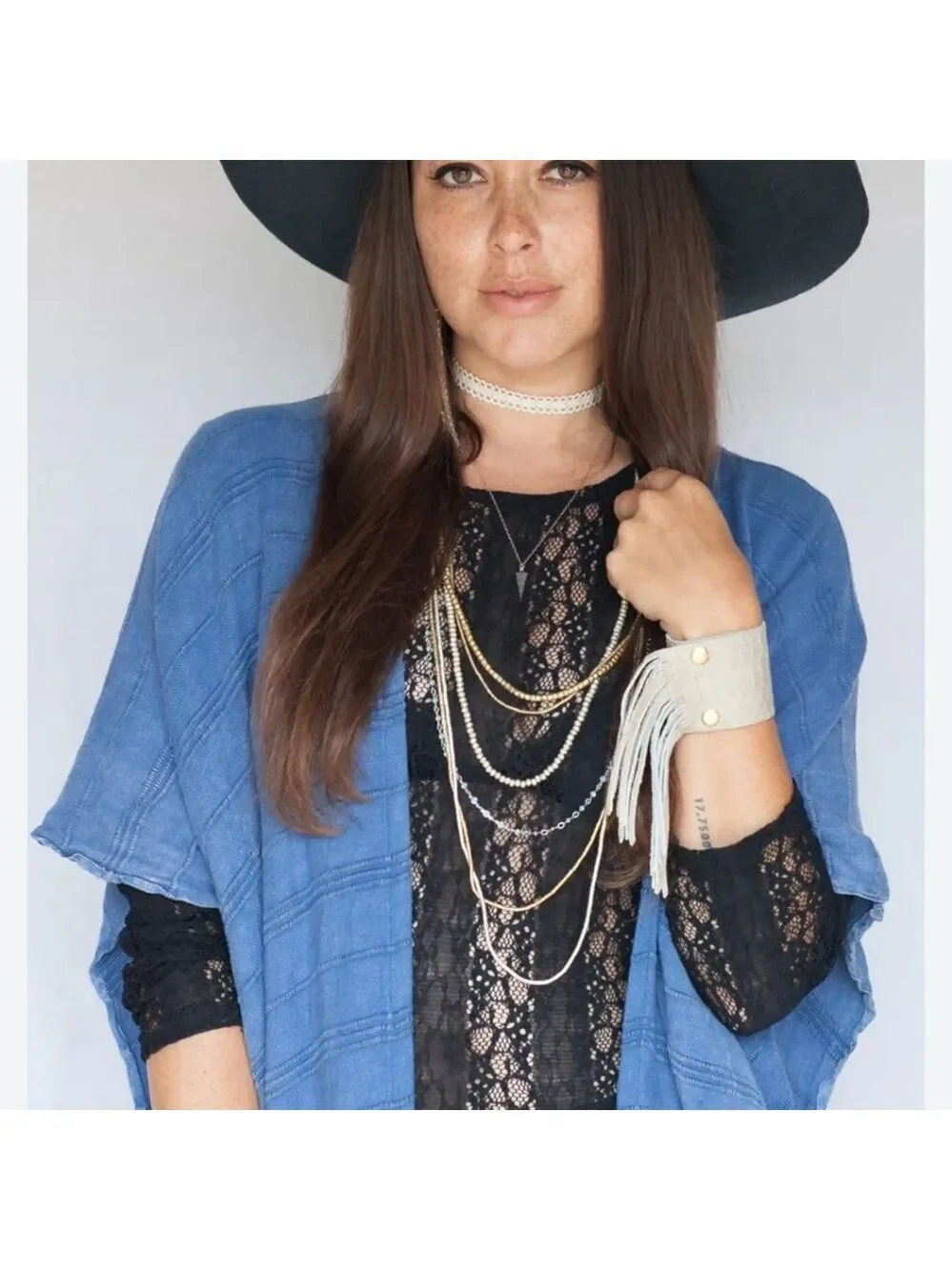 Heather Gardner 2in Cali Fringe Cuff-Chocolate